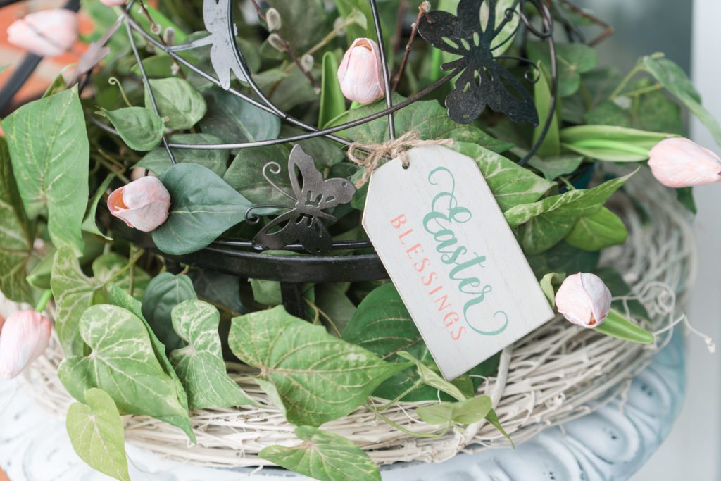 Spring tags on garden sphere