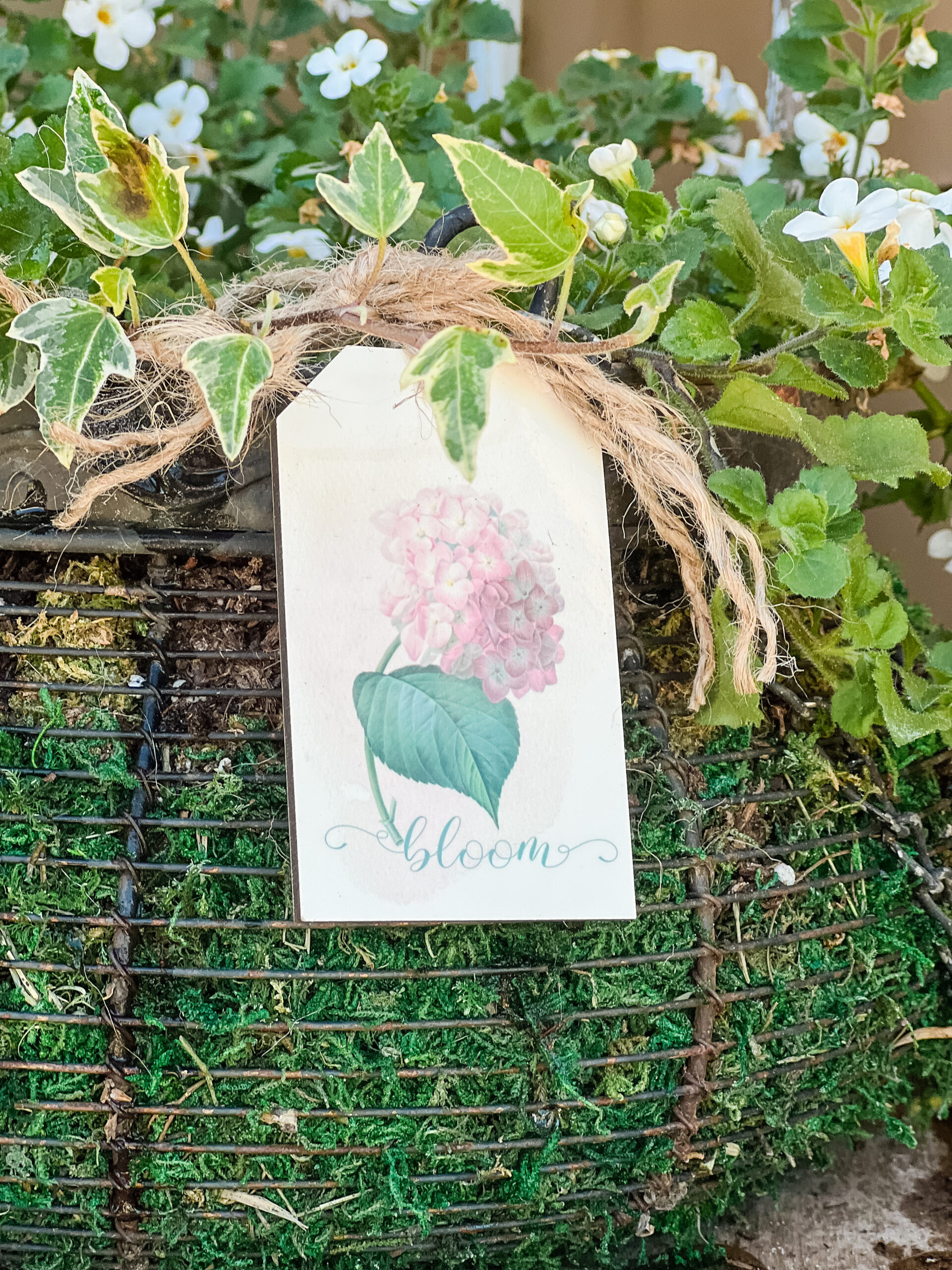 pink hydrangea sublimation tag