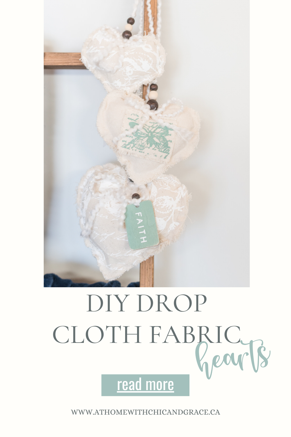 drop cloth fabric hearts DIY