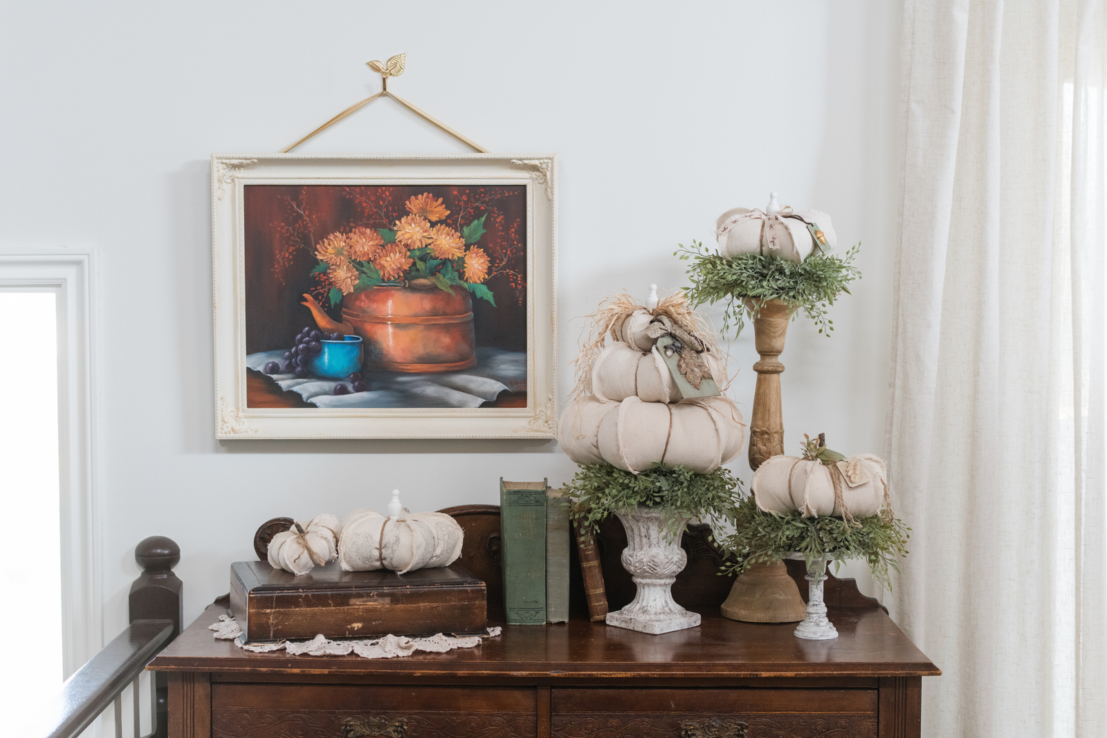 drop cloth topiary pumpkin