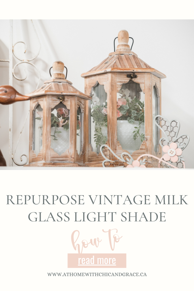  Vintage Milk Glass Light Shades in lanterns