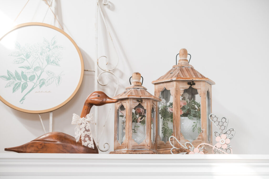 repurposed vintage milk glass light shade in a lantern