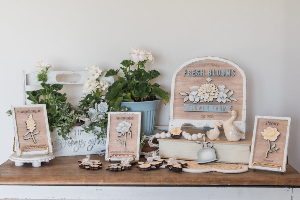 Fresh Blooms Wood DIY Craft Kit Displayed in Home