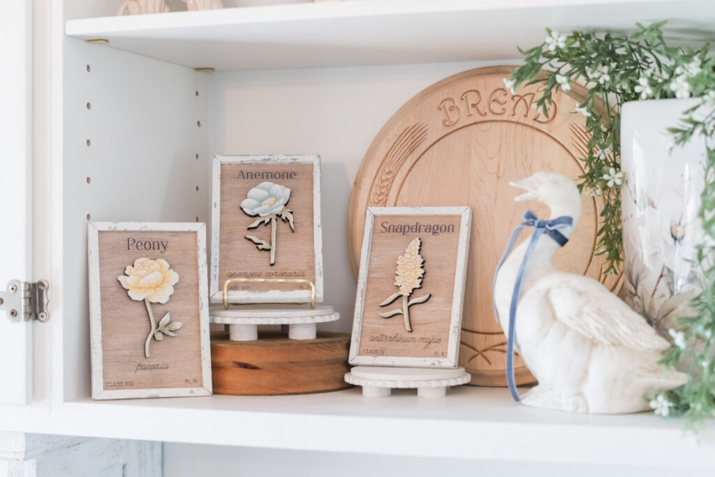 Mini floral frames, painted with milk, paint, and floated to achieve a watercolour look