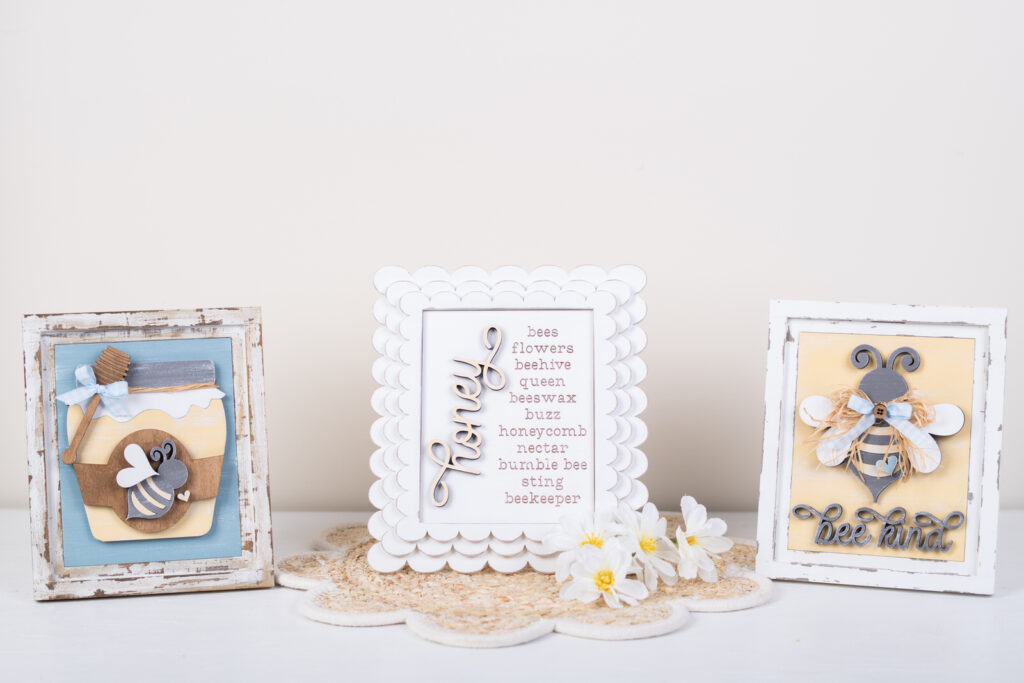 Honey Bee Trio Signs DIy Kit - Interchangeable frames