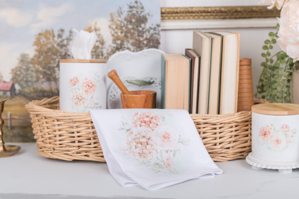 cottagecore tea towel styling