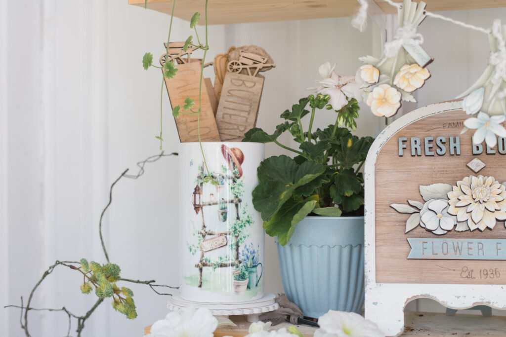 Country garden canisters, coordinate beautifully in my potting shed 