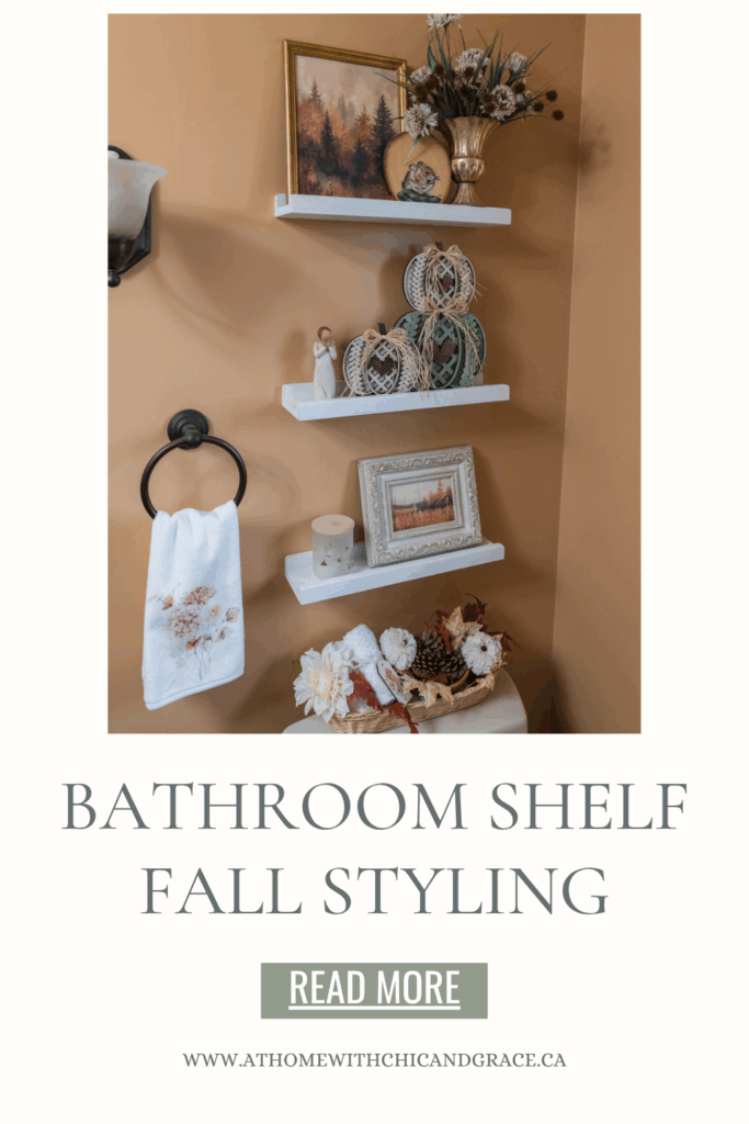 shelf decorating in bathroom for fall