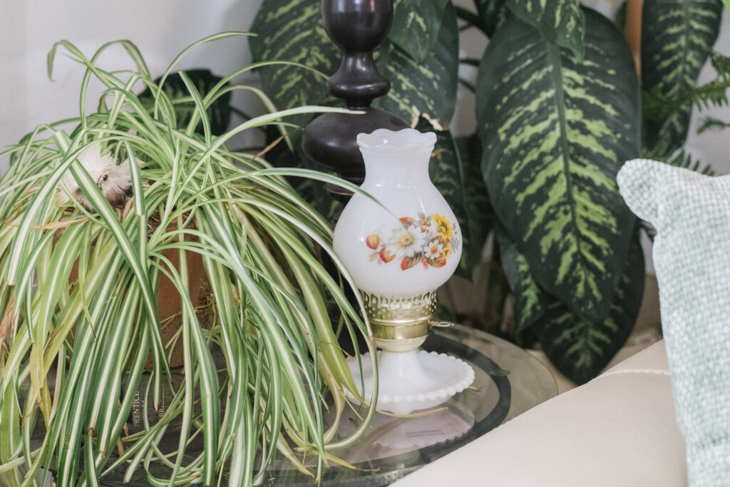 Vintage electric oil, lamp, styled for fall 