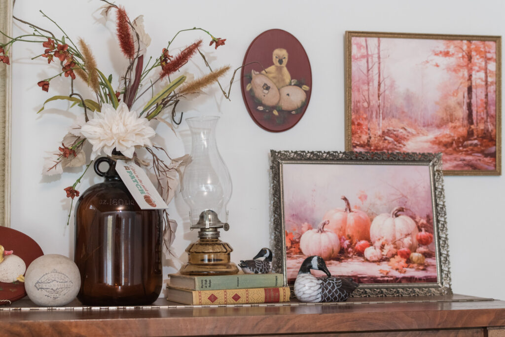 fall gallery with thrifted, hand painted, and found treasures 
