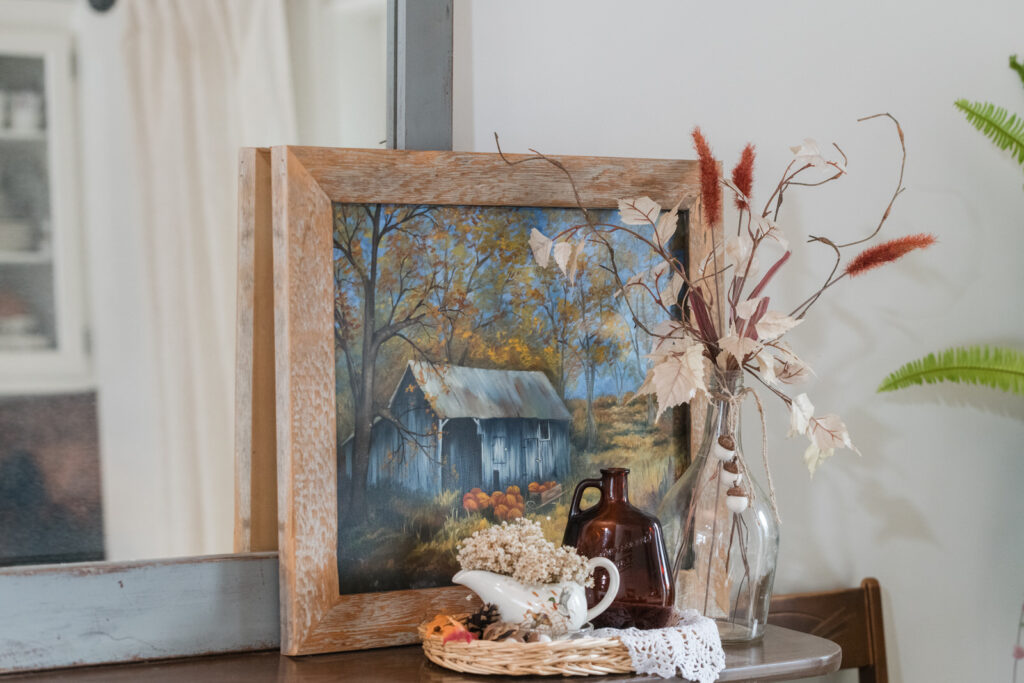 Call handpainted scene with fall florals in vintage finds 