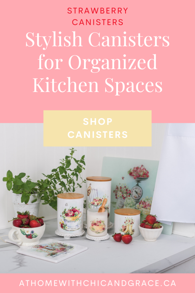 strawberry canisters for an organized kitchen