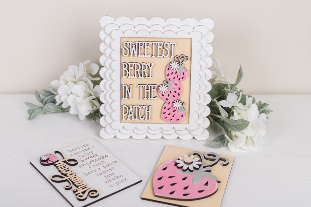 Trio of strawberry patch signs to interchange in frames