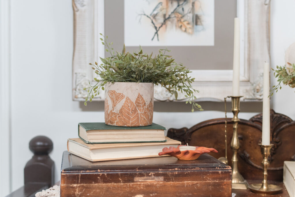 Autumn plant pot makeover using Fusion Mineral Paint and Chalk Couture transfer
