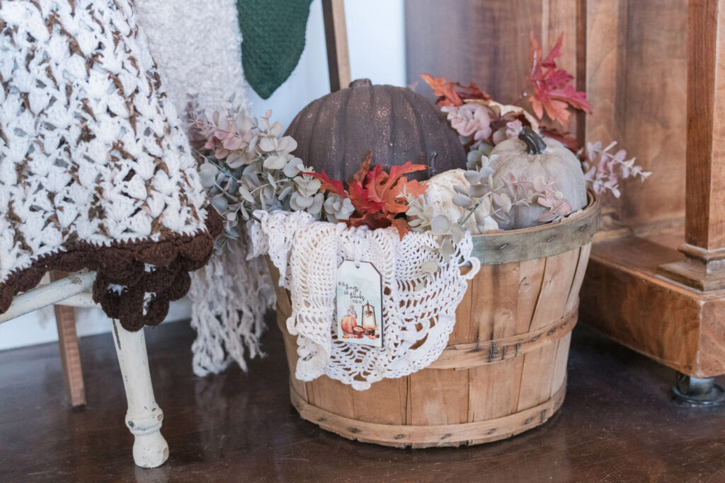 basket of hand painted pumpkins