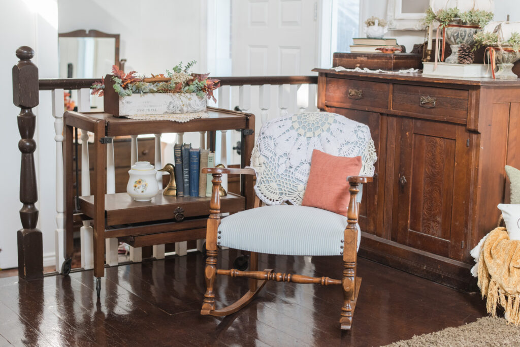 Vintage rocking chair reading nook
