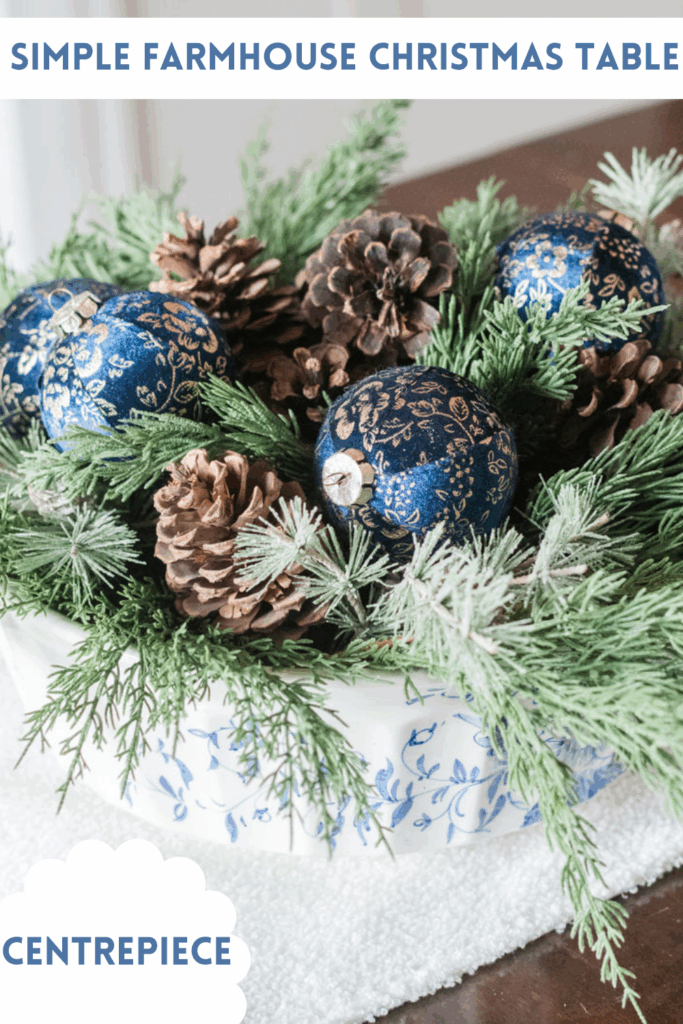 Navy gold and white dining room table centrepiece