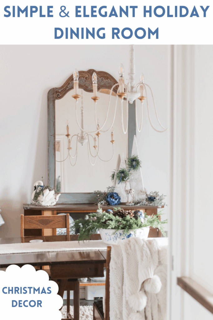Navy gold and white dining room at Christmas
