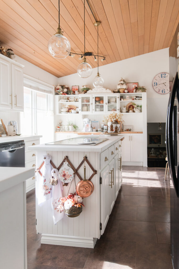 Kitchen decorated for fall