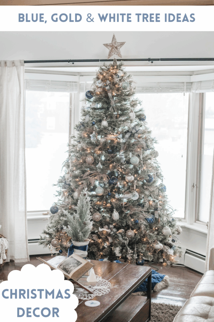 navy, white and gold Christmas tree