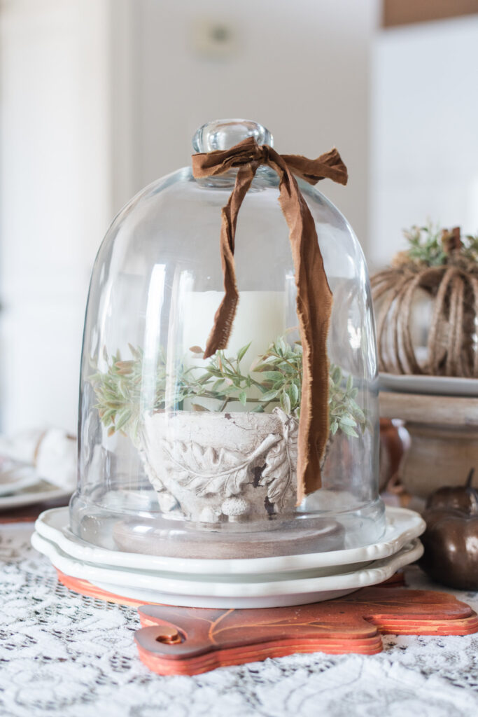 DIY rustic fall centerpiece made with milk paint and IOD moulds