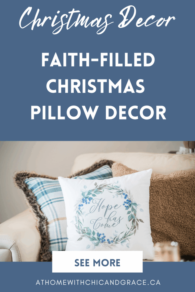 Hope has come Christmas pillow styled with other pillows