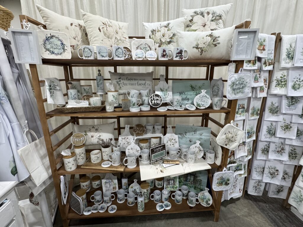 Cozy Christmas tea towel bundles and handcrafted gifts from At Home With Chic & Grace at Little of This Market in Blackfalds.