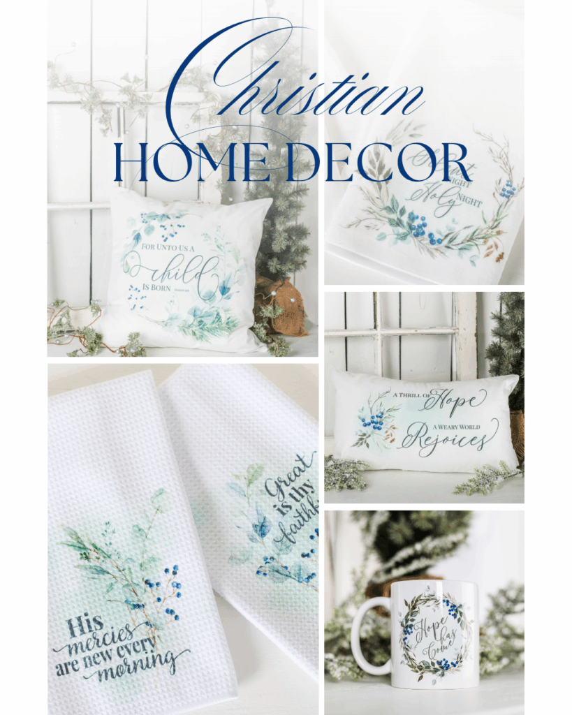 Faith-filled kitchen and bathroom gifts with scripture designs