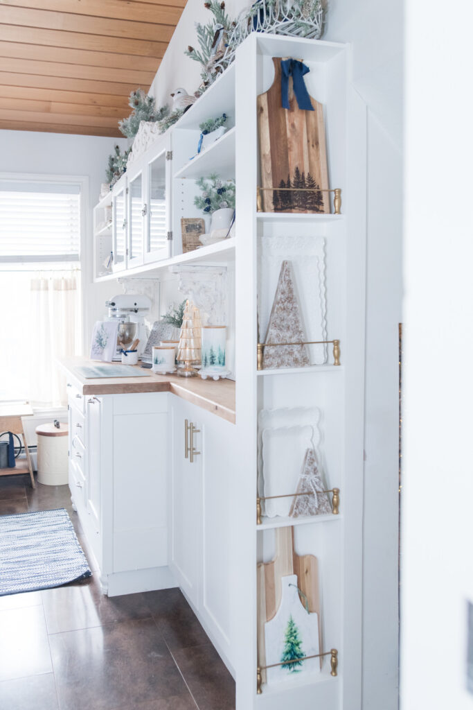 plate rail decorated for christmas