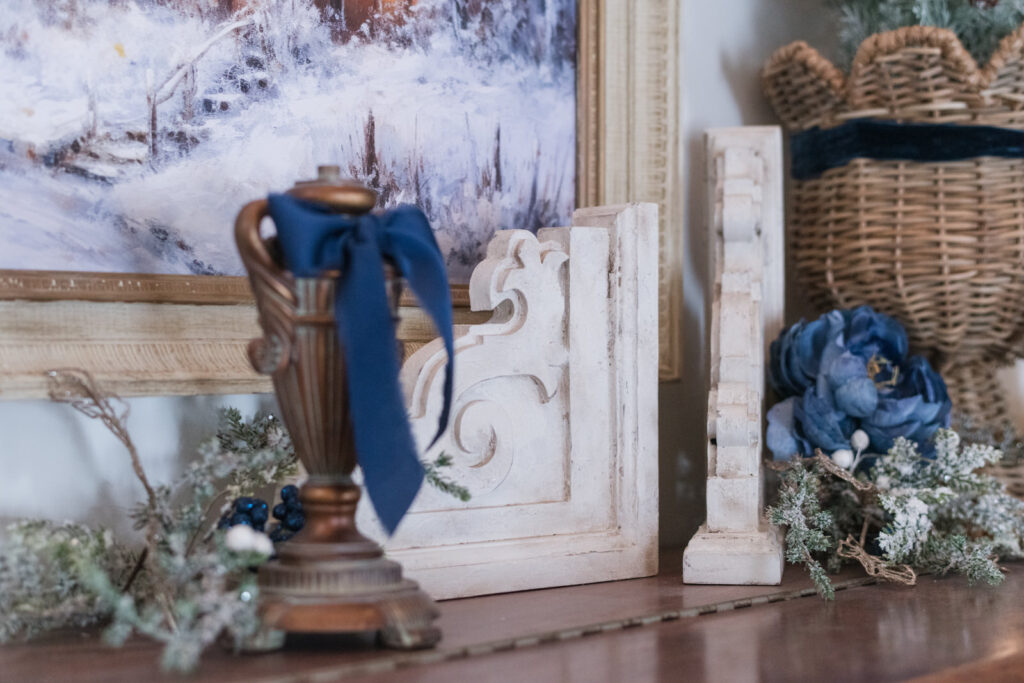 Hand made corbels styled on a piano for Christmas