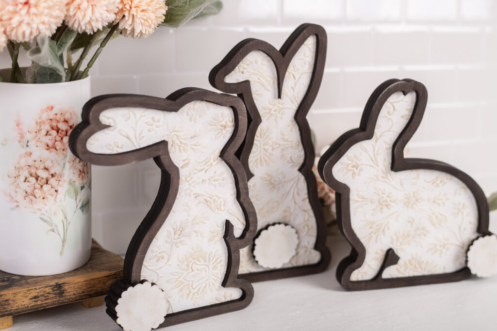 Bunny DIY spring craft styled with florals