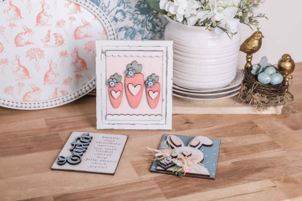 Easter trio sign insert displayed in interchangeable frame