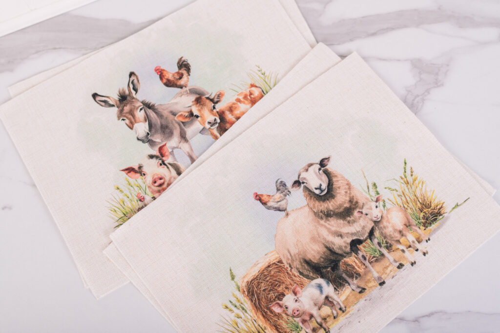 Homestead Collection farmhouse decor placemats with farm animals