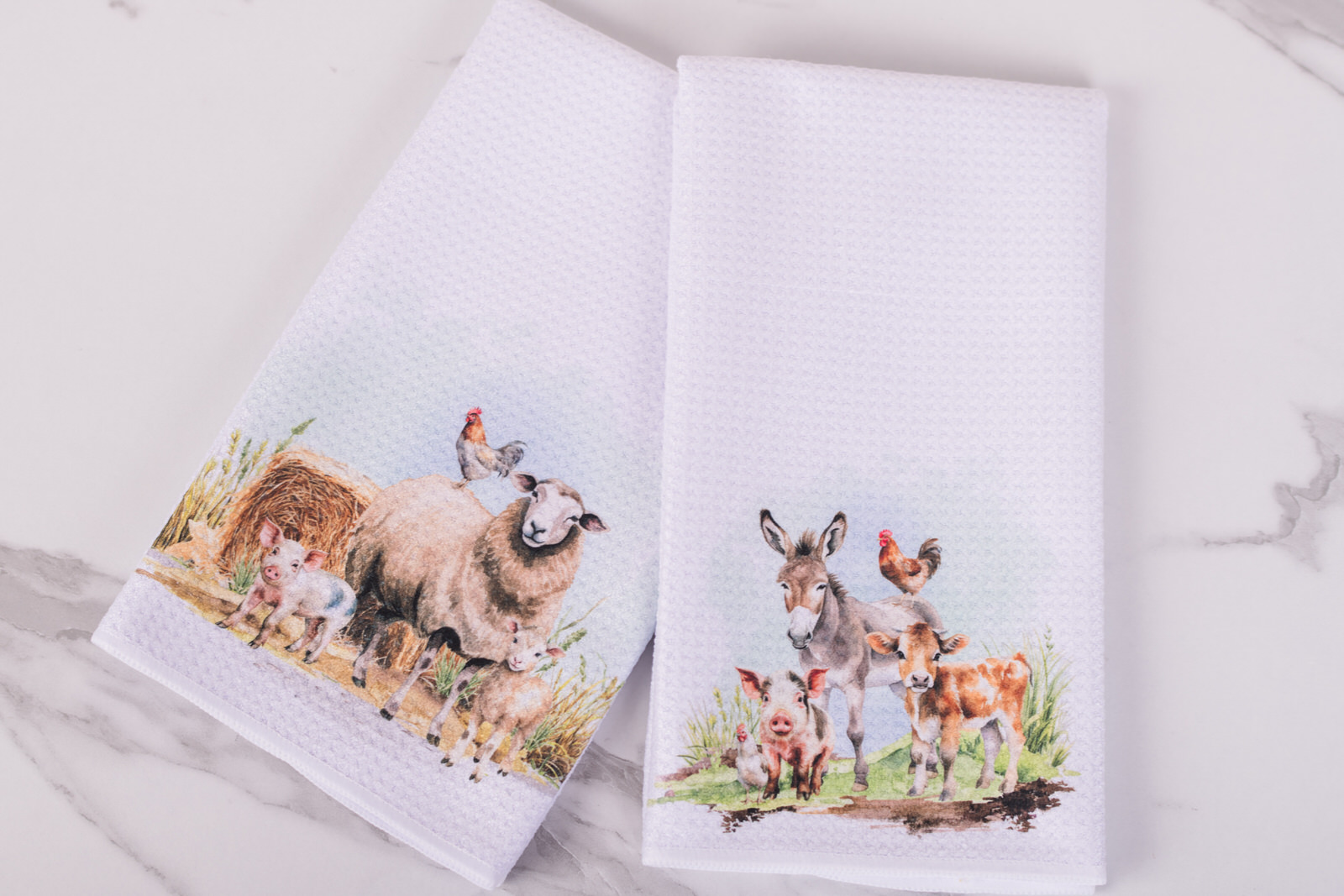 farm animal tea towels