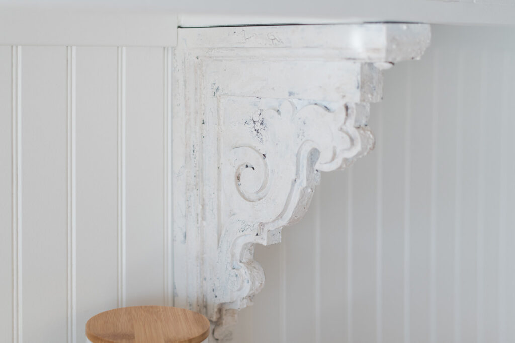 DIY corbel on baking nook with canisters