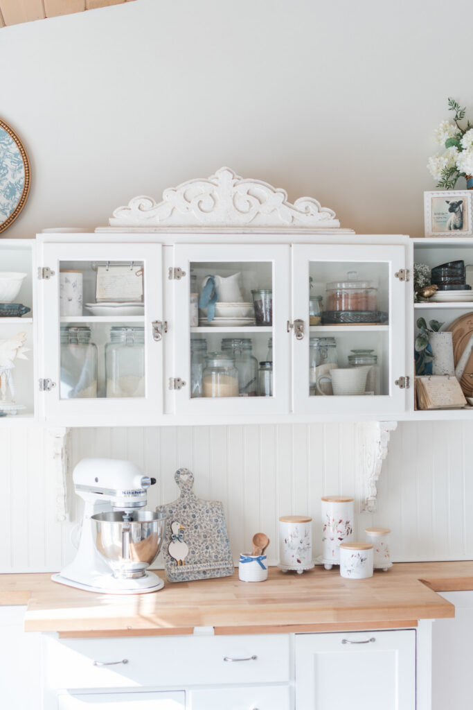 Cottage style baking knock with DIY corbels and pediment 