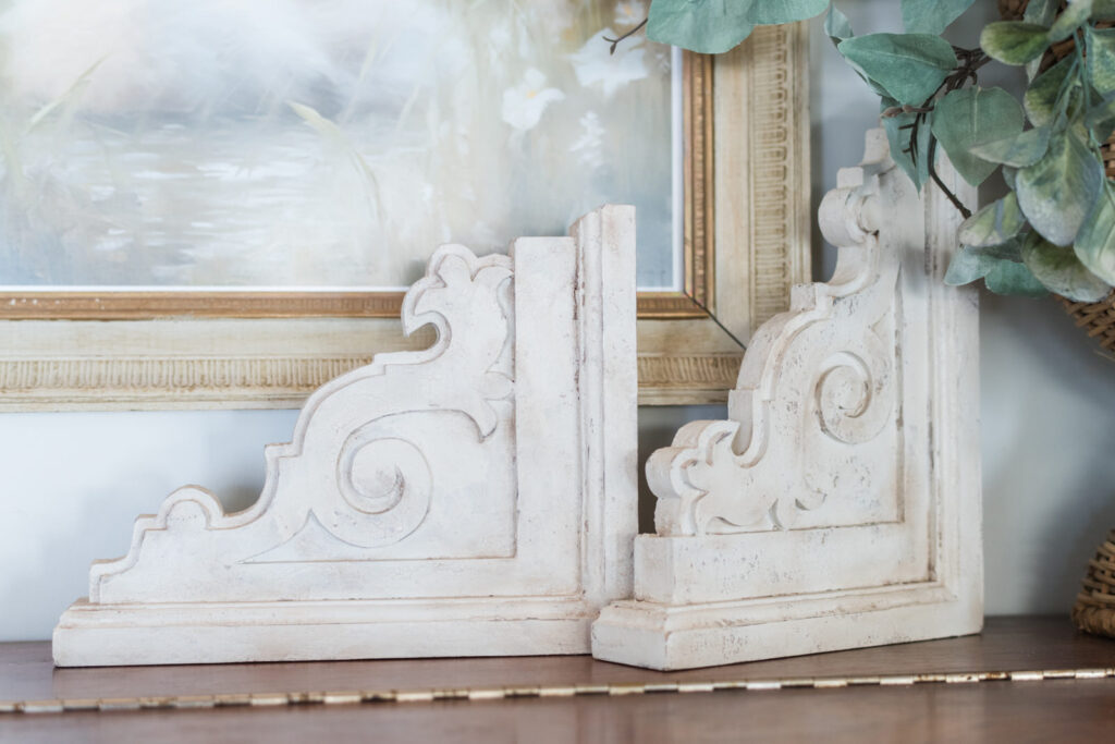 DIY decorative corbels styled for spring