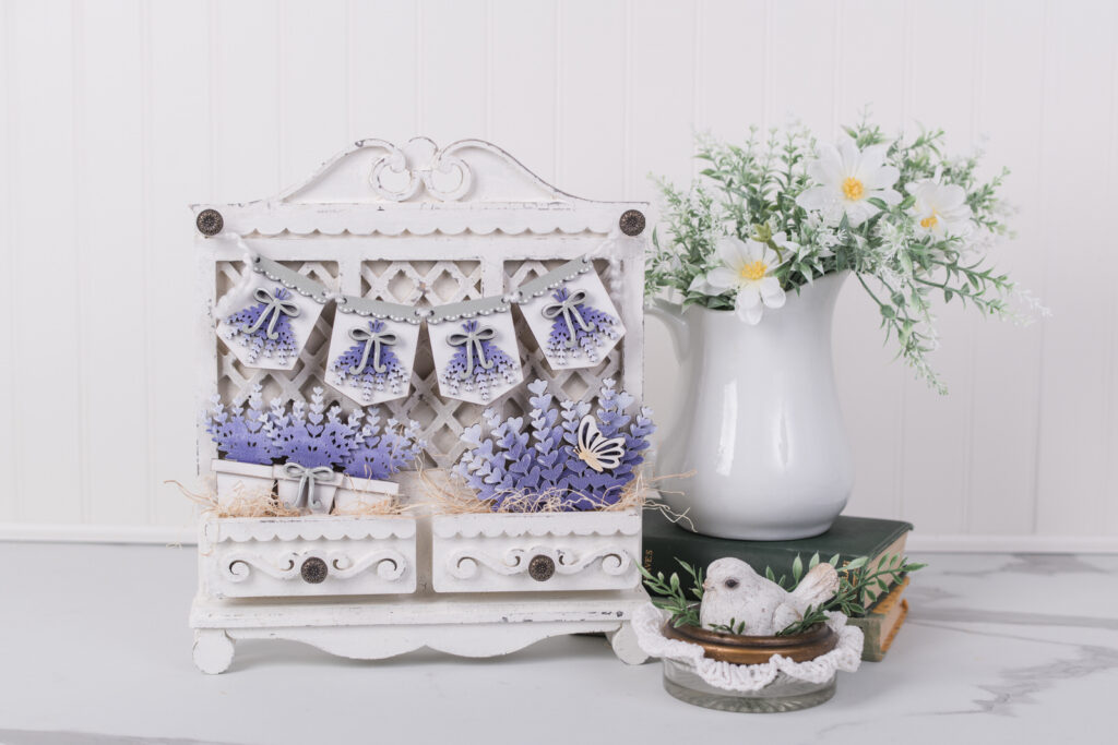 Cottage banner cabinet with lavender interchangeable