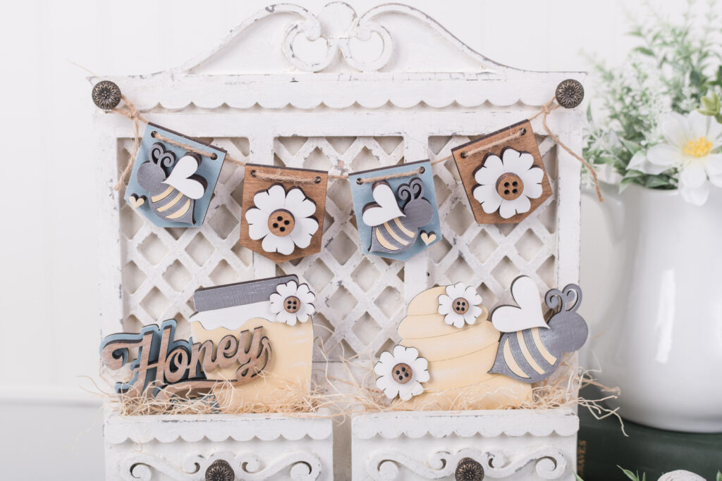 Cottage cabinet with honeybee interchangeable