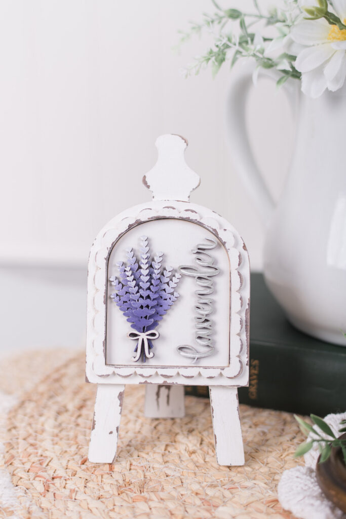 Taller mini arch frame with seasonal lavender insert sign