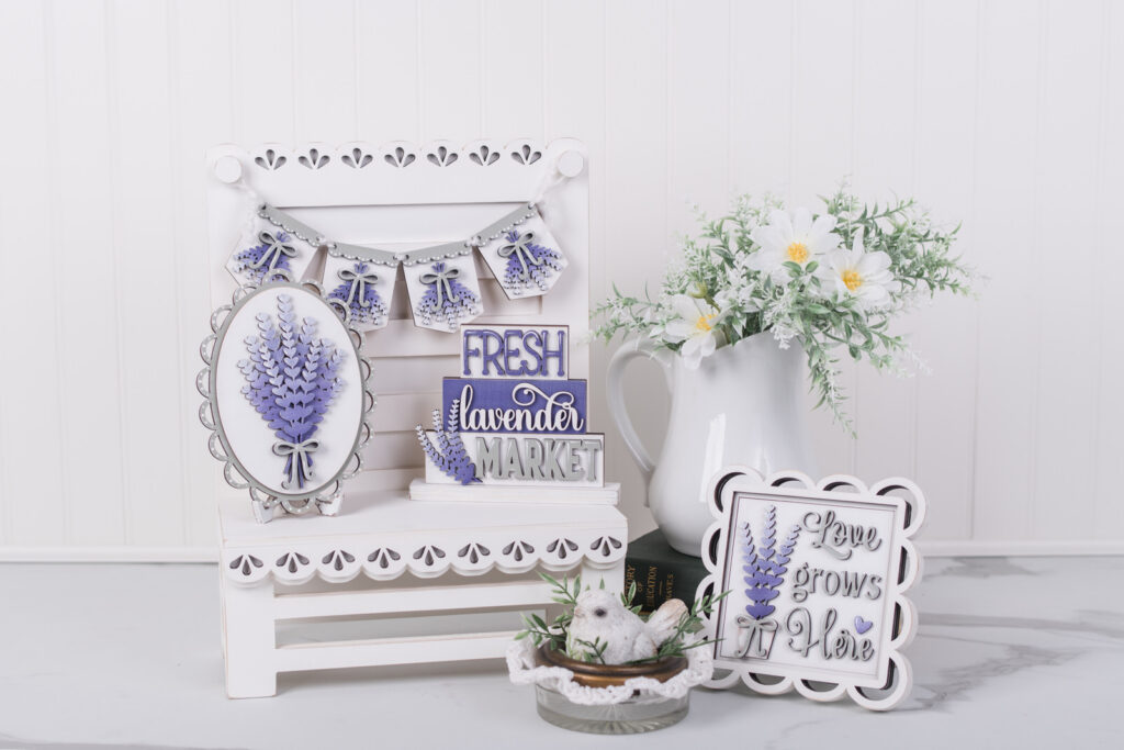 tiered tray lavender decor painted craft kit