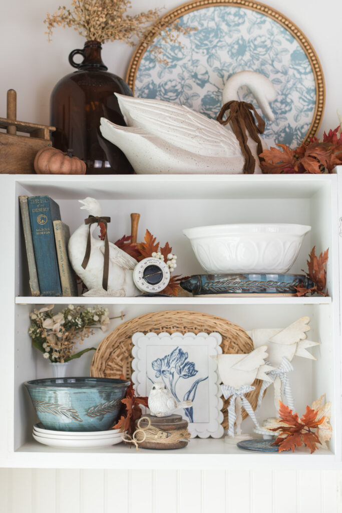 Blue Sleepy Hollow Ceramics pottery styled in an autumn kitchen