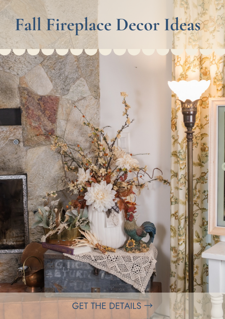Fall fireplace decorated for fall with vintage and Thrifted pieces
